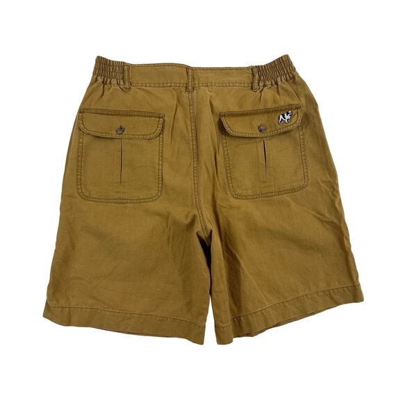 VTG Big Dogs Men Brown‎ Pleated Shorts Sz L Big Dog Embroidered - Picture 6 of 6